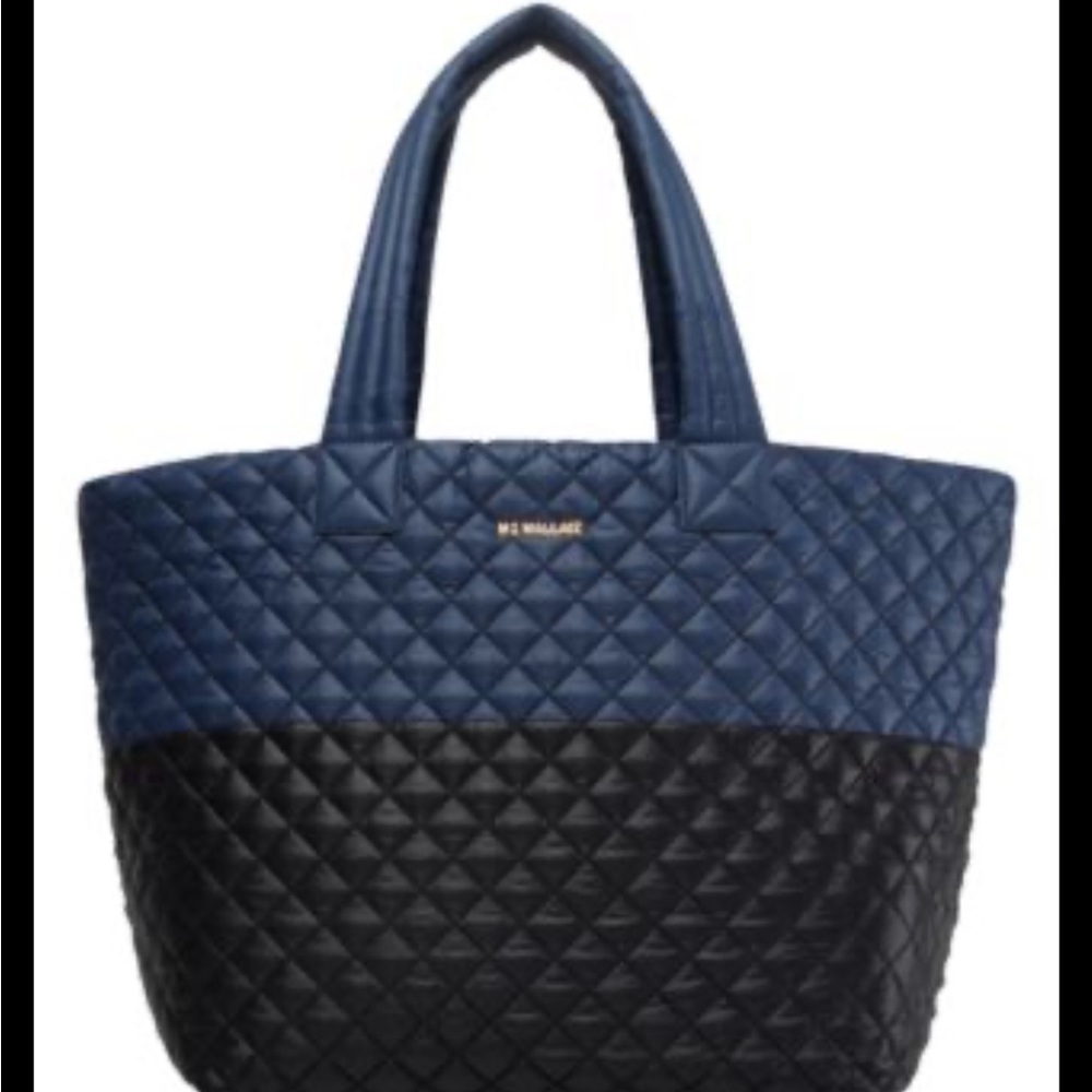 MZ Wallace Quilted Tote in Navy and Black